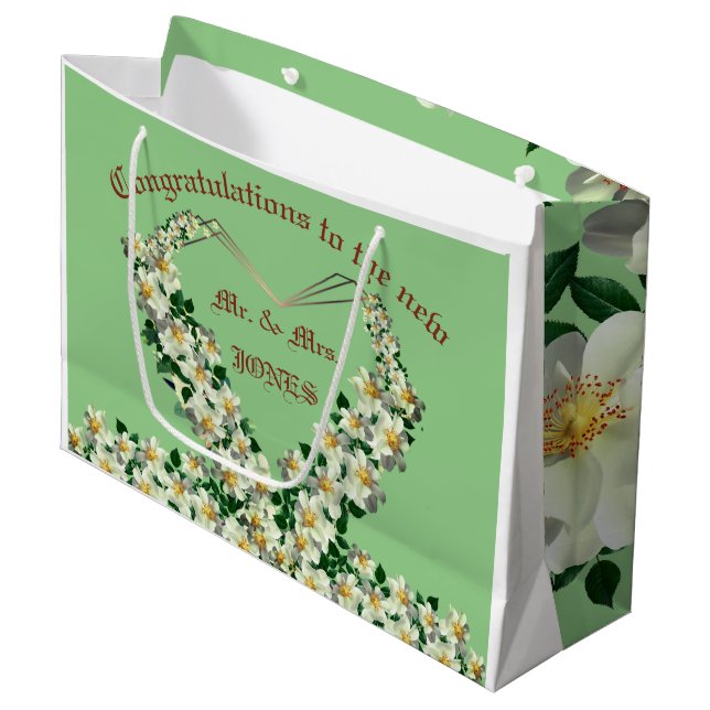 Sauge - Sac de cadeau de mariage (Devant Angle)