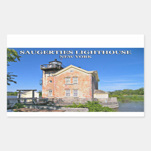 Saugerties Lighthouse, Hudson River New York Rechteckiger Aufkleber