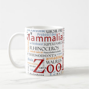 Säugetiere in der Typografie Kaffeetasse