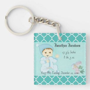 Säugling Baby Boy in Blue mit Blume Schlüsselanhänger