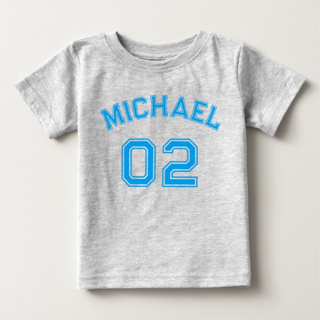 Säugling Boy Blue Name Jersey Nummer SportBaumwoll Baby T-shirt (Vorderseite)
