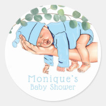 Säugling Boy On Mama Armbabydusche nach Maß