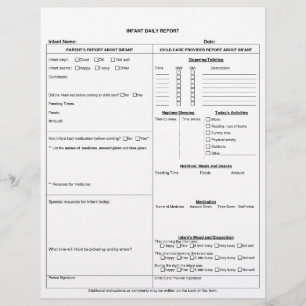 Säugling Daily Report Sheet Flyer