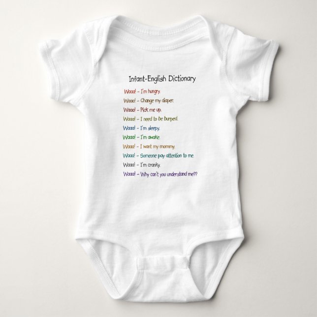 Säugling-Englisches Wörterbuch Baby Strampler (Vorderseite)