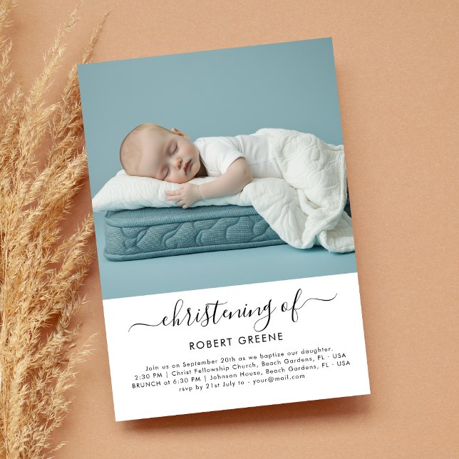 Säugling Foto Taufe Baby Boy oder Girl Christening Einladung (Von Creator hochgeladen)