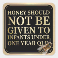 SÄUGLING HONEY WARNING ETIKETT Gold und Black Bee