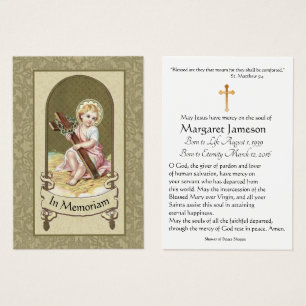 Säugling Jesus katholische Beerdigungskarte -