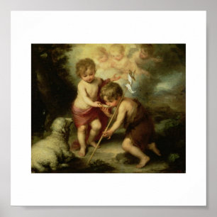 Säugling Jesus und Johannes der Täufer circa Poster