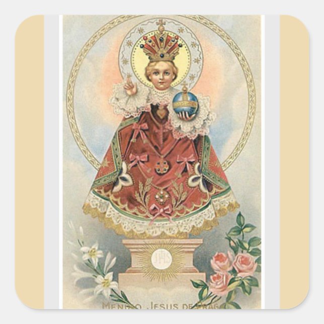 Säugling Jesus von Prag Quadratischer Aufkleber (Vorderseite)
