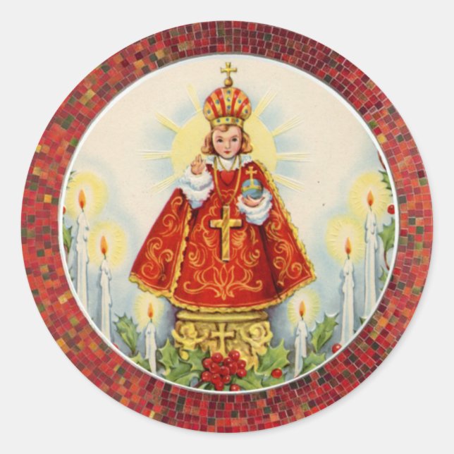 Säugling Jesus von Prag Runder Aufkleber (Vorderseite)