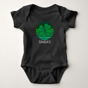 Säugling Retro St. Patrick's Day Name 4 Leaf Clove Baby Strampler