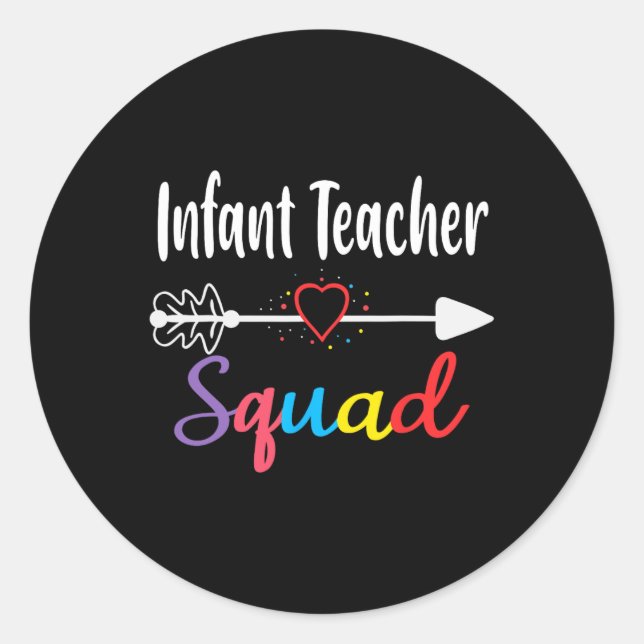 Säugling Teacher Squad Spaß zurück zum Schullehrer Runder Aufkleber (Vorderseite)