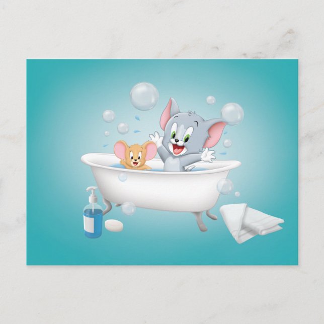Säugling Tom und Jerry machen einen Bath Einladungspostkarte (Vorderseite)