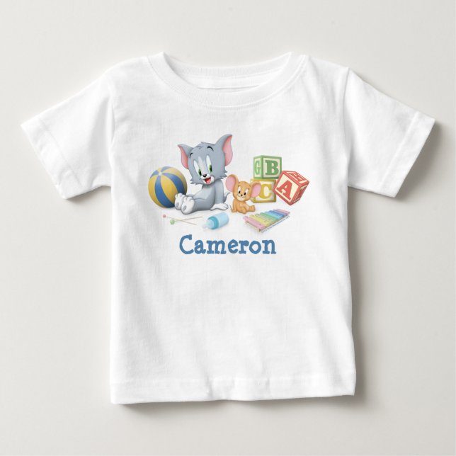 Säugling Tom und Jerry spielen mit Spielzeug Baby T-shirt (Vorderseite)