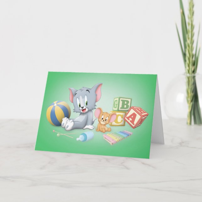 Säugling Tom und Jerry spielen mit Spielzeug Karte (Vorderseite)