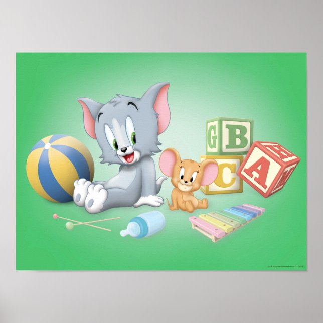 Säugling Tom und Jerry spielen mit Spielzeug Poster (Vorne)