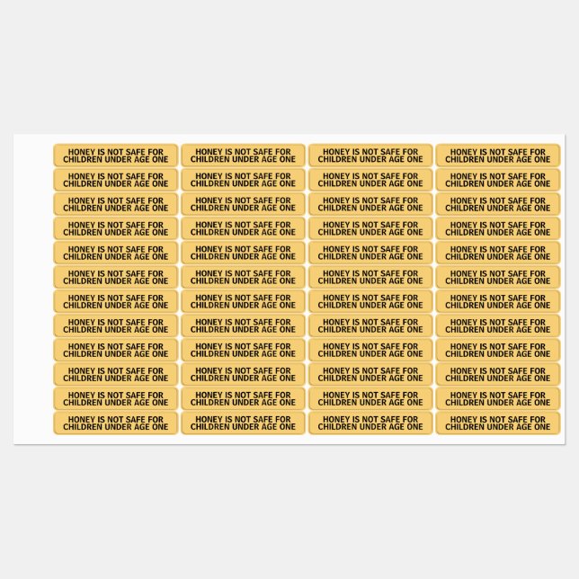 Säugling Warnhinweis auf Honey Jar Lid Security ge Etiketten (Blatt)