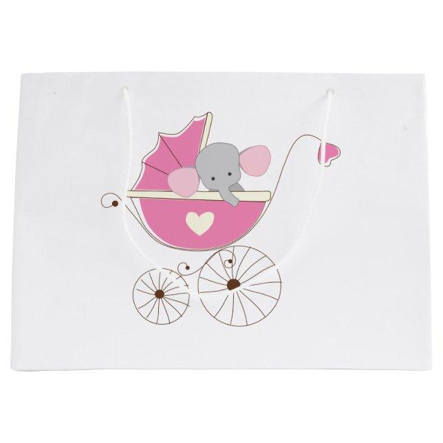 Säuglings-Baby-Mädchen-rosa Elefant Große Geschenktüte (Vorderseite)