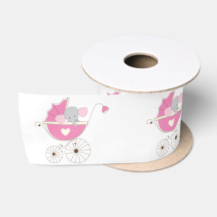 Säuglings-Baby-Mädchen-rosa Elefant Satinband