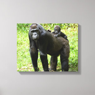 Säuglings-Tiefland-Gorilla auf der Rückseite der Leinwanddruck
