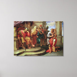 Saul, der auf David spielt die Harfe hört Leinwanddruck
