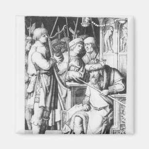 Saul, der zu David-Spiel die Harfe hört Magnet
