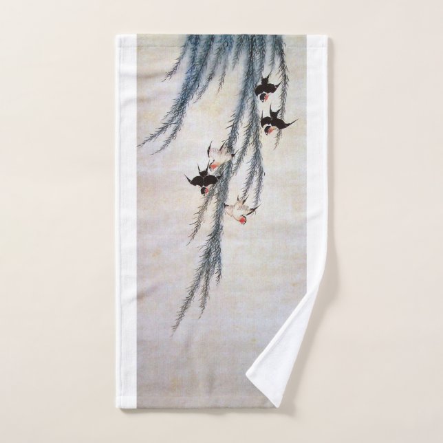 Saule et hirondelle, Hokusai (Serviette à main)