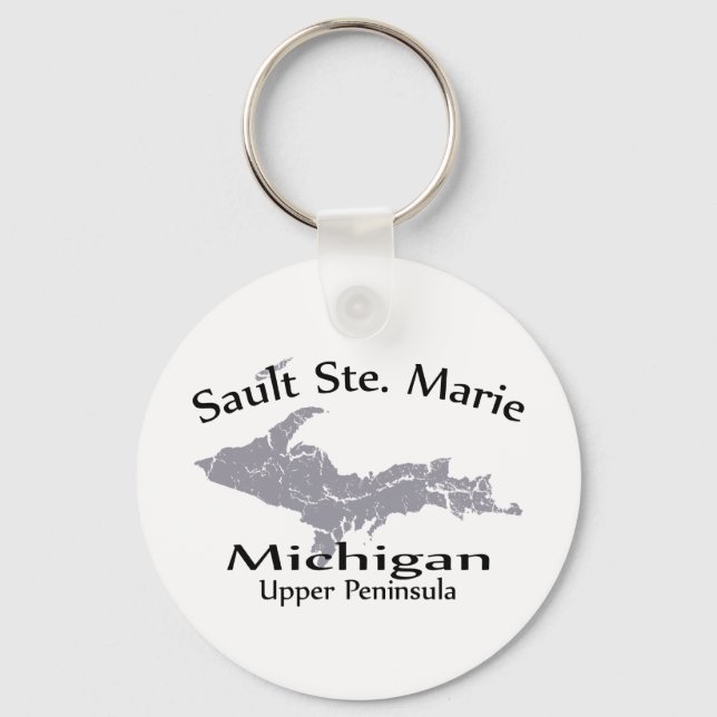Sault Ste Marie Michigan Map Design Schlüsselanhän Schlüsselanhänger (Vorderseite)