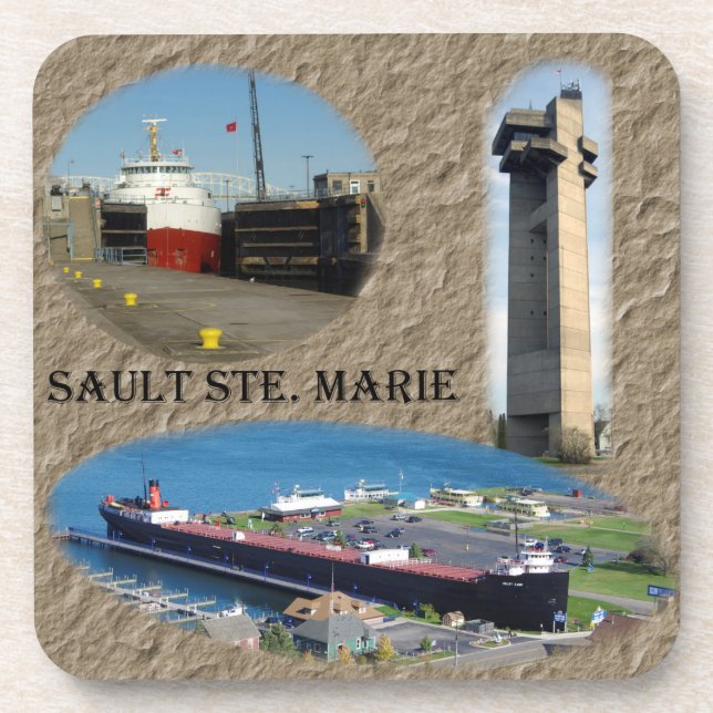 Sault Ste. Marie-Set von 6 Untersetzer aus Kunstst (Vorderseite)