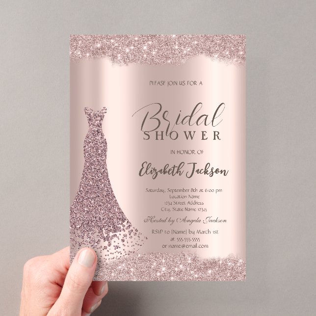 Saum Rahmen Rose Gold Dress Brautparty Acryleinladungen (Insitu (Handheld))