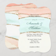 Saumon et Turquoise Gold Agate Invitations de mari