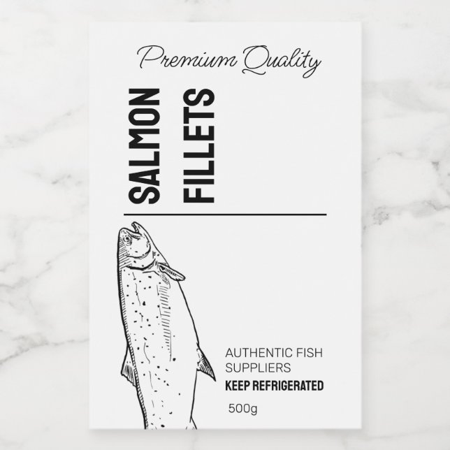 Saumon Filets de poisson Étiquette de produit (Étiquettes simples)