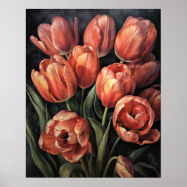 Saumon Tulip Flowers Art Imprimer Poster
