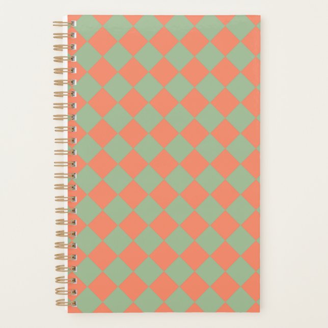 Saumon vert olive rose Checker Motif diamant (Devant)