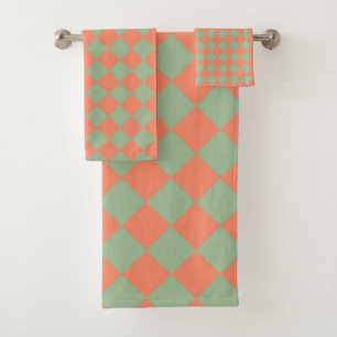 Saumon vert olive rose Checker Motif diamant