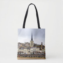 Saumur River Bank Szene überall in der Print Tote