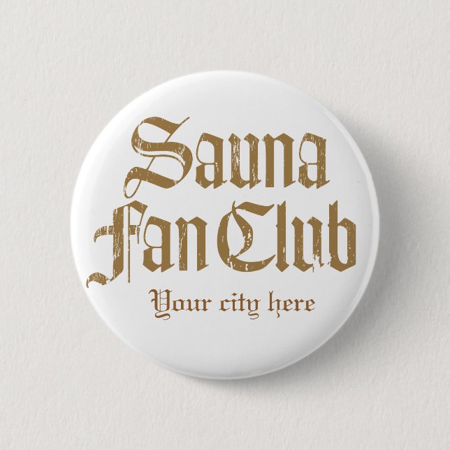 Sauna-Fanclub-Brown-Knopf-Schablone Button (Vorderseite)