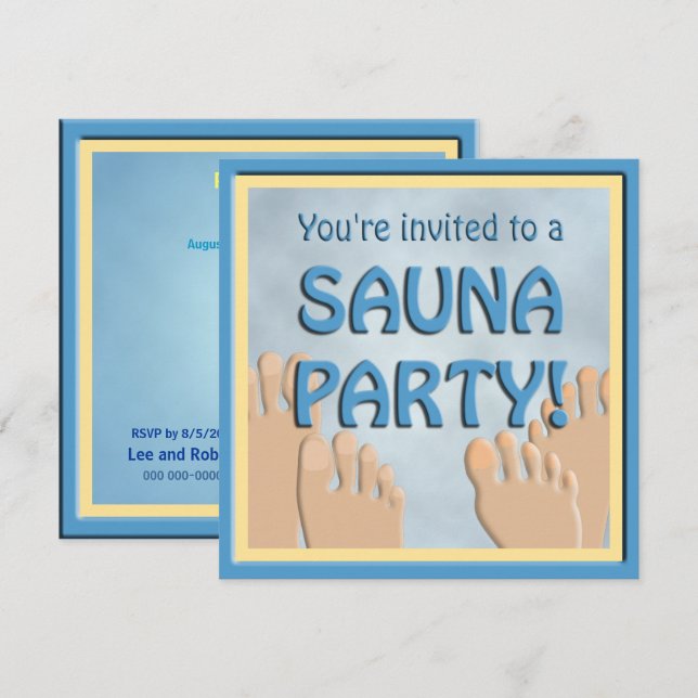 Sauna Party Funny Feet Niedliche Einladung (Vorne/Hinten)