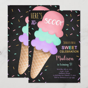 Saupoudrage coloré Black Ice Cream Invitation