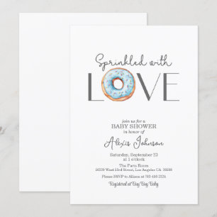 Saupoudré d'Amour Baby shower bleu Invitation