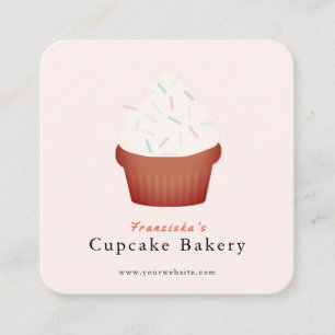 Saupoudrer Cupcake Pink Bakery Carré Carte de visi