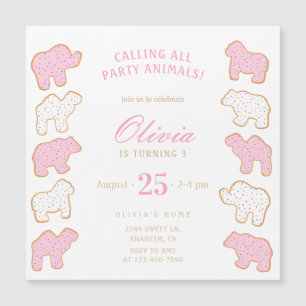 Saupoudrer de givre Animal Cookie Invitation magné
