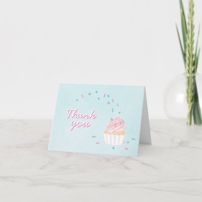 Saupoudrer la carte de remerciements de cupcake (Devant)