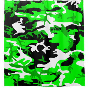 Säure-grüne Tarnung Schwarz-weiße Camouflage Duschvorhang
