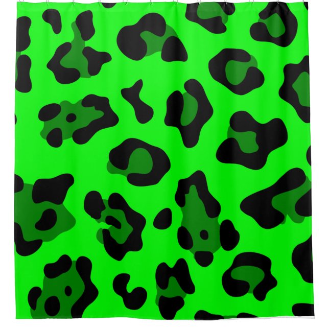 Säure-Grünleopard Duschvorhang (Vorderseite)