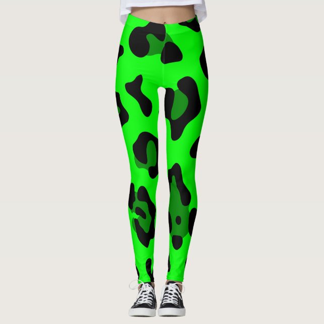 Säure-Grünleopard Leggings (Vorderseite)