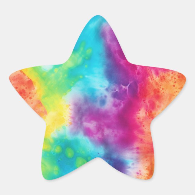 Saure Neon Regenbogen-gefärbte Krawatte Stern-Aufkleber (Vorderseite)
