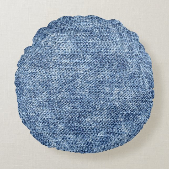 Säure waschen blaue Denim, nah-up Textur. Rundes Kissen (Vorderseite)