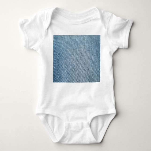 Säure waschen blaue Jeans, Denim Textur. Baby Strampler (Vorderseite)