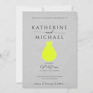 Säuregelb und grau ästhetisch | Hochzeit Einladung